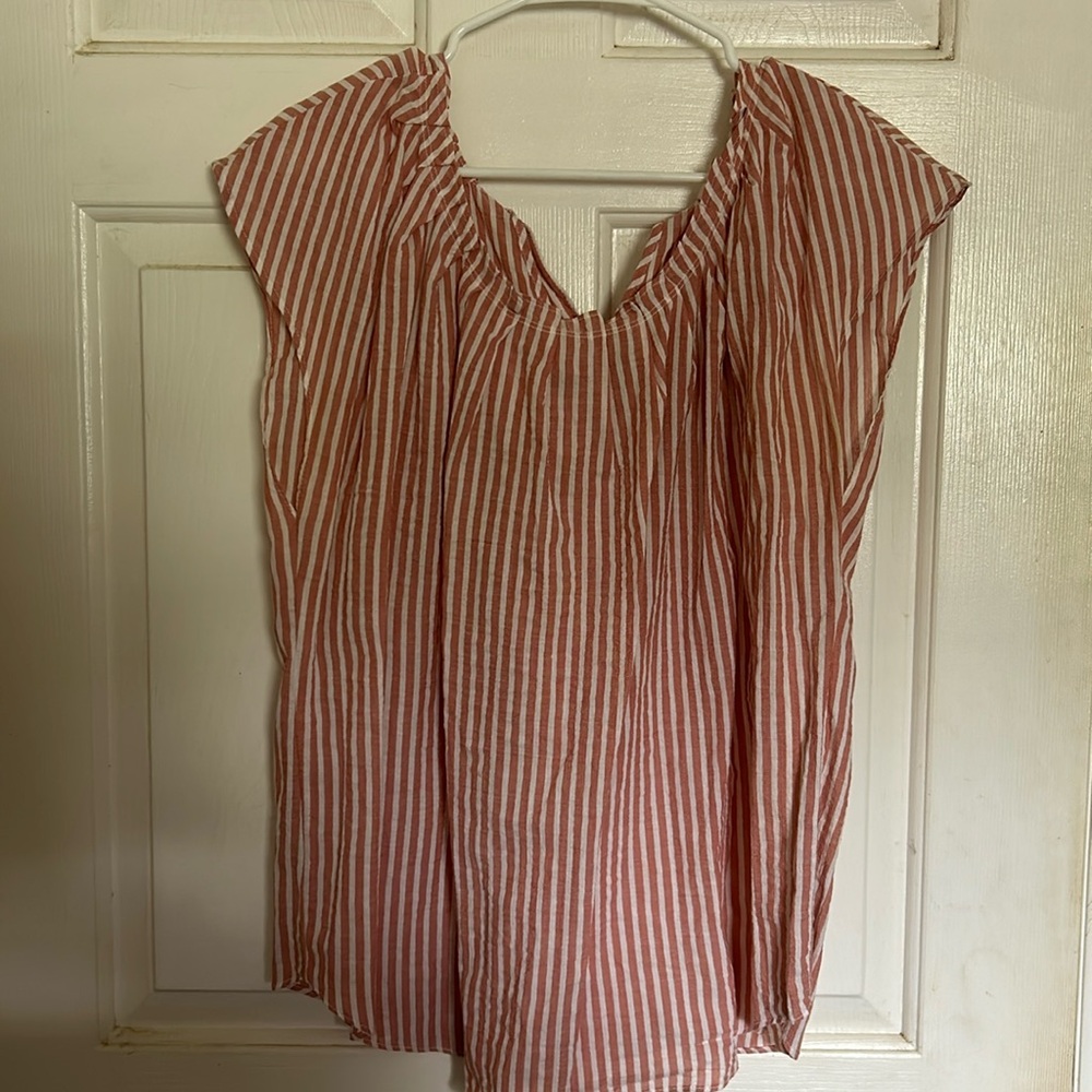 Pink and White Stripe Tie Back Blouse